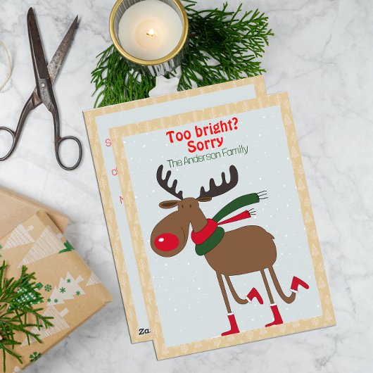 Lieve rendier kerst wens beige retro kerstkaart
