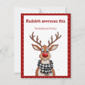 Lieve rendier kerstwens rode retro kerstkaart (Voorkant)