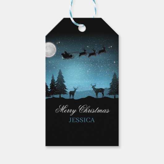 Lieve Rendieren 's Nachts Cadeaulabel (Voorkant)