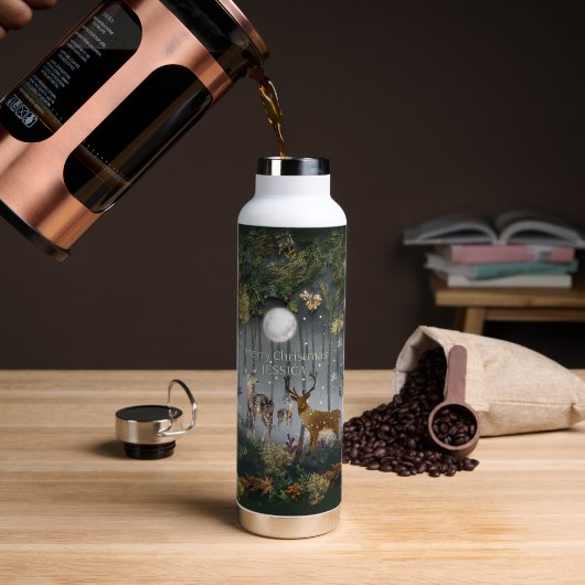 Lieve Rendieren 's Nachts Waterfles (Koffie (Gedraaid) )