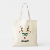 Lieve Rendiergezicht Gepersonaliseerde Kersttas Tote Bag (Achterkant)