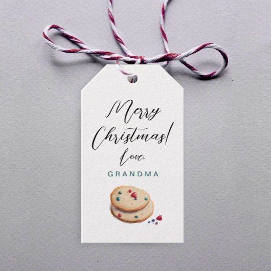 Lieve Retro Kerstkoekjes Waterverf Cadeaulabel