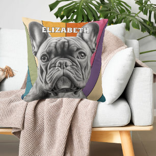 Lieve Retro Regenboog Franse Bulldog Persoonlijk Kussen