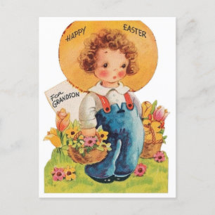 Lieve retro vintage kleinzoon vakantie ansichtkaar feestdagenkaart