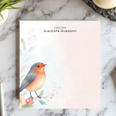Lieve Robin Roodborst Vogel Gepersonaliseerde Naam Notitieblok