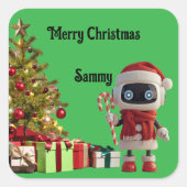 lieve robot Kerst sticker (Voorkant)