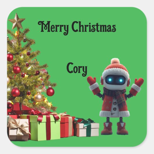 lieve robot Kerst sticker (Voorkant)