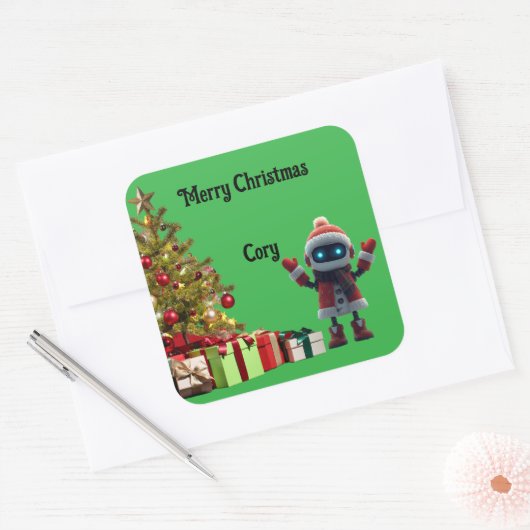 lieve robot Kerst sticker (Envelop)