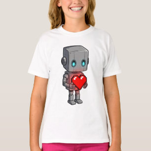 Lieve robot met pixelhart voor kinderen t-shirt
