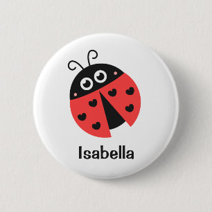 Lieve rode en zwarte lieveheersbeestje met hartjes ronde button 5,7 cm