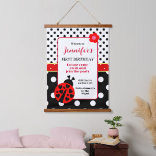 Lieve rode en zwarte lieveheersbeestje welkomstbor hangend wandkleed
