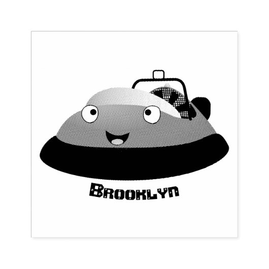 Lieve rode gelukkige hovercraft cartoon  rubberstempel (Afrduk)