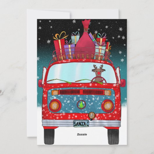 Lieve Rode Kerstman Van Rendier Hond Sneeuw Kerstm Feestdagenkaart (Achterkant)