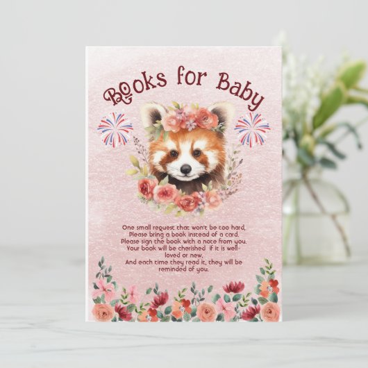 Lieve rode pandabeer boeken voor baby kaart (Staand voorkant)