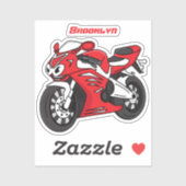 Lieve rode sportmotorfiets cartoon sticker (Vel)