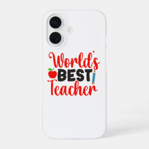 Lieve rode typografie voor de beste leraar ter wer iPhone 16 hoesje