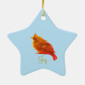 Lieve Rode Vogel Keramisch Ornament (Achterkant)