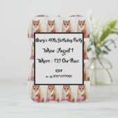 Lieve Rode Vos Watercolour 40e Verjaardagsuitnodig Kaart (Staand voorkant)