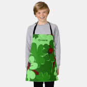 Lieve Rood Groene Lieveheersbeestje & Klaverblad N Schort (Gedragen)