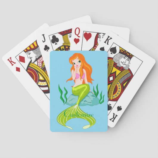 Lieve roodharige zeemeermin Thunder_Cove Pokerkaarten (Achterkant)