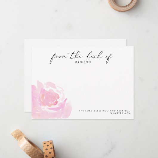 Lieve Rose Scripture Gepersonaliseerd Notitiekaartje (Voorkant / Achterkant in situ)