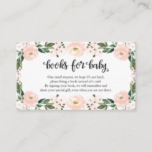 Lieve Roze Bloemige Baby Shower Boeken Voor Baby Informatiekaartje