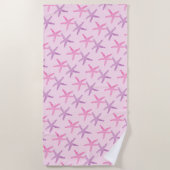 Lieve Roze en Paarse Zeester Strandlaken (Voorkant)