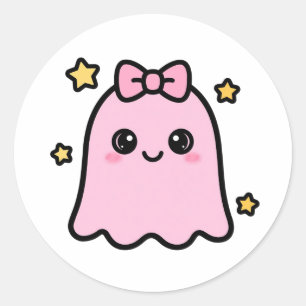 Lieve Roze Geest Halloween Ronde Sticker