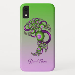 Lieve Roze Groene Harten Abstract Fractal Naam Case-Mate iPhone Case