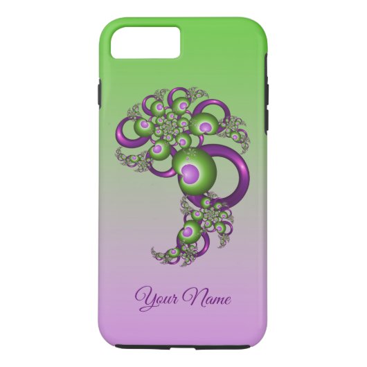 Lieve Roze Groene Harten Abstract Fractal Naam Case-Mate iPhone Case (Achterkant)