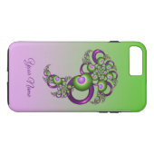 Lieve Roze Groene Harten Abstract Fractal Naam Case-Mate iPhone Case (Achterkant (Horizontaal))