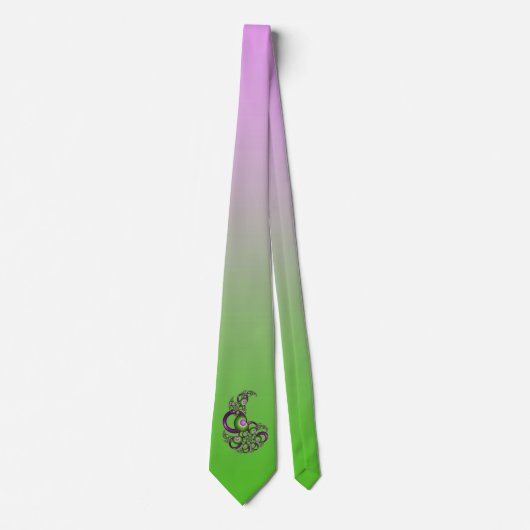 Lieve Roze Groene Harten Moderne Abstracte Fractal Stropdas (Voorkant)
