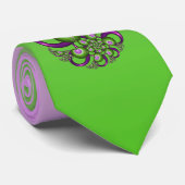 Lieve Roze Groene Harten Moderne Abstracte Fractal Stropdas (Opgerold)