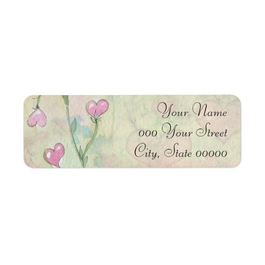 Lieve Roze Hart Bloemen Bruiloft Etiket (Voorkant)
