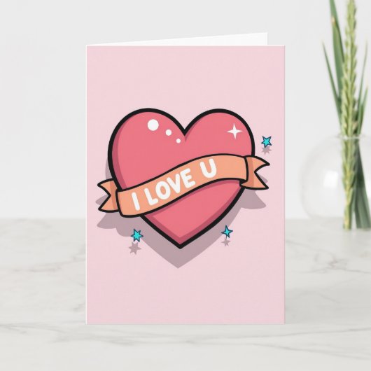 Lieve Roze Hart Liefdeskaart Kaart (Voorkant)