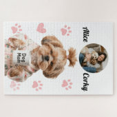 Lieve Roze Hond Moeder Foto Naam Legpuzzel (Horizontaal)