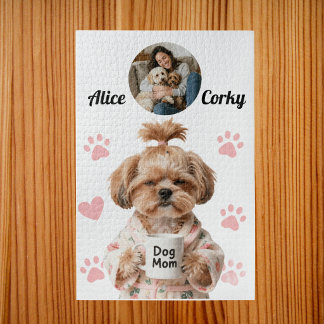 Lieve Roze Hond Moeder Foto Naam Legpuzzel
