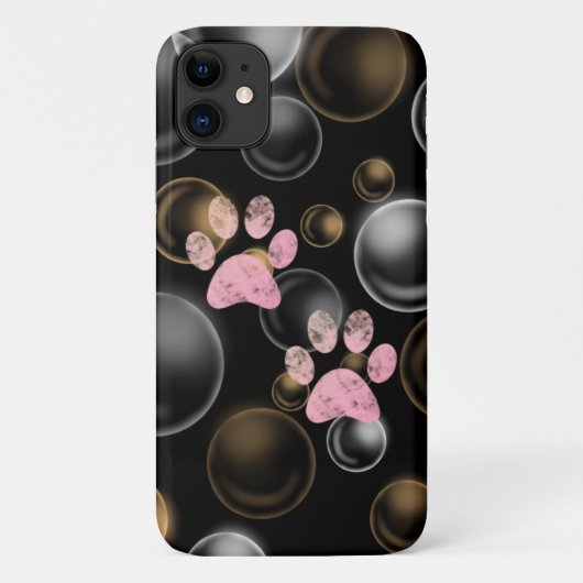 lieve roze pootafdruk in bubbels Case-Mate iPhone case (Achterkant)