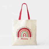 Lieve roze rode regenbooghartslag tote bag (Achterkant)