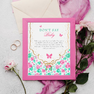 Lieve Roze Roos Bloem Gouden Strik Babyshower Poster