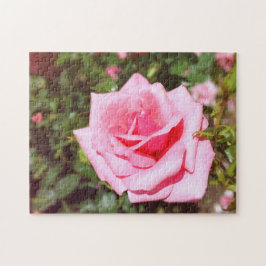lieve roze roos bloem met zoete harten legpuzzel