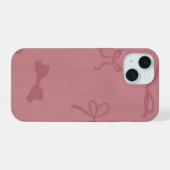 lieve roze strikpatroon iphone 15 hoesje (Achterkant horizontaal)