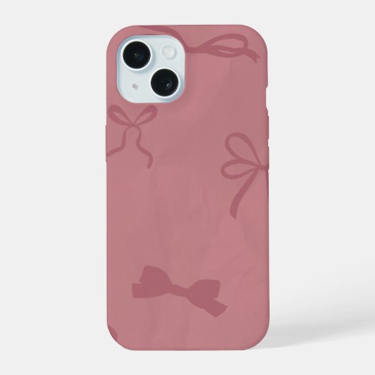 lieve roze strikpatroon iphone 15 hoesje (Achterkant)