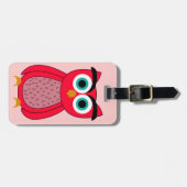 Lieve Roze Uil Illustratie Bagagelabel (Voorkant horizontaal)