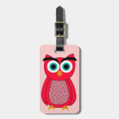 Lieve Roze Uil Illustratie Bagagelabel (Voorkant verticaal)