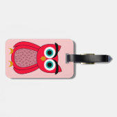 Lieve Roze Uil Illustratie Bagagelabel (Achterkant horizontaal)