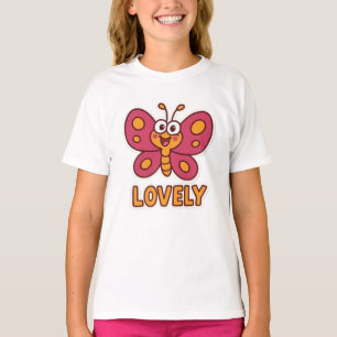 Lieve Roze Vlinder  Mooie Cartoon Insect Kunst T-shirt