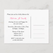 lieve roze vlinders en hartjes baby shower uitnodiging briefkaart (Achterkant)