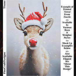 Lieve Rudolf in kerstmannenhoed in de sneeuw EK2R Tissuepapier