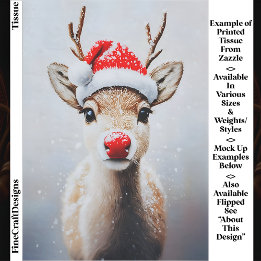 Lieve Rudolf Met Santa Hoed In De Sneeuw EK2L Deco Tissuepapier
